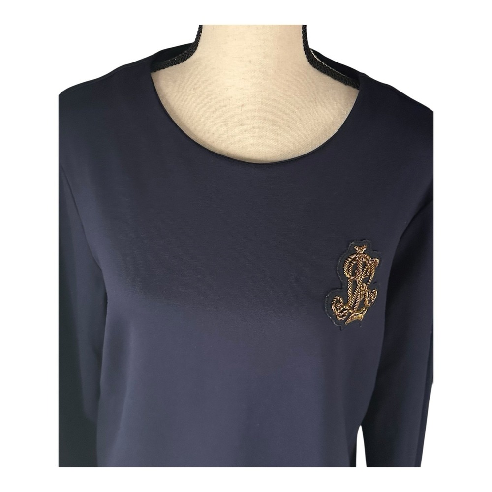 Ralph Lauren Women's Size Large Navy Blue Sweater Logo Layered Top - Picture 2 of 10